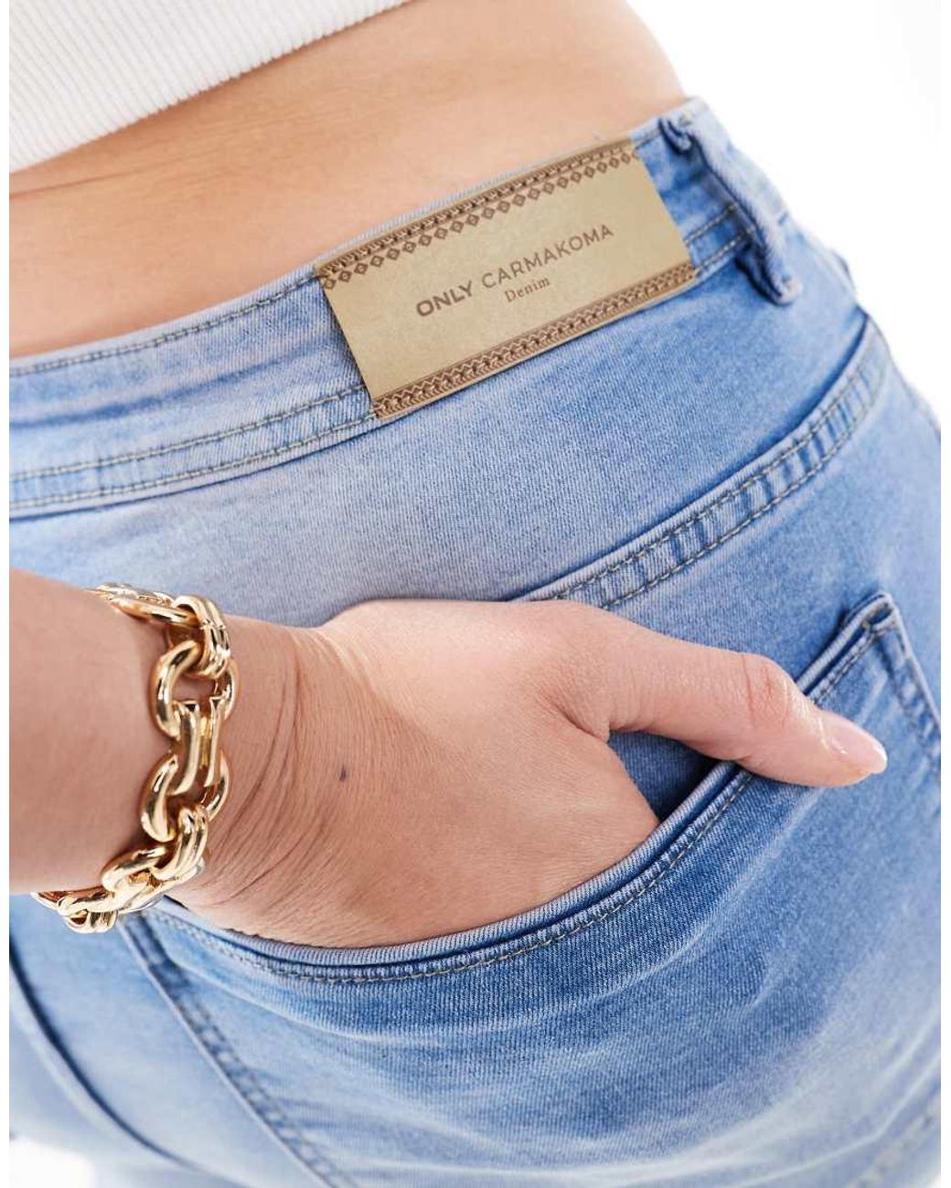 Vaqueros De Talle Alto Y Corte Acampanado Con Lavado Azul Claro Descolorido Sally De ONLY de color Blue