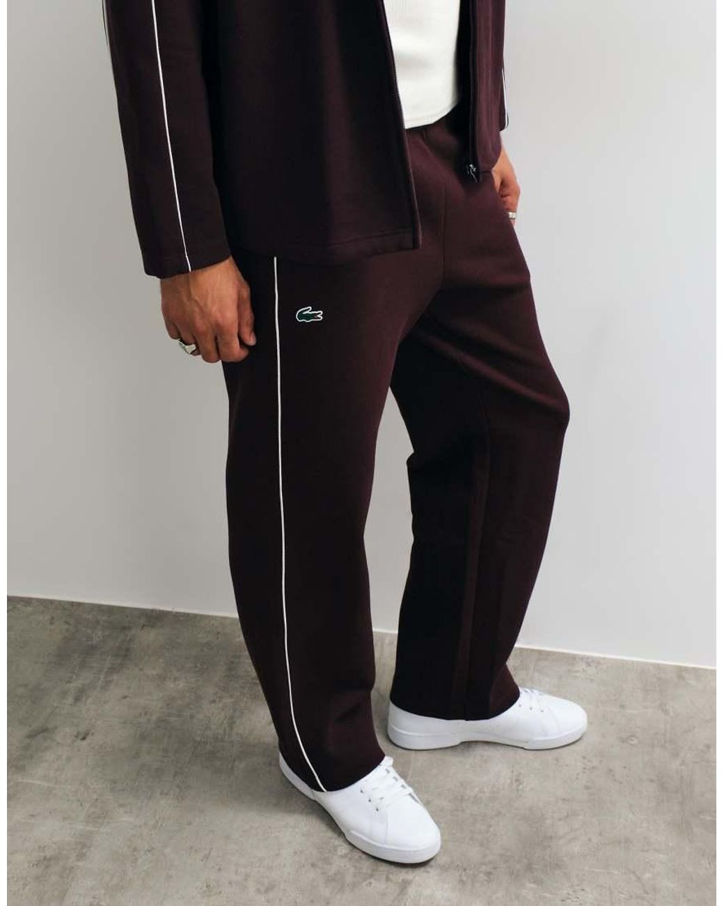 Lacoste White Tennis Heritage Piped Sweatpants for men