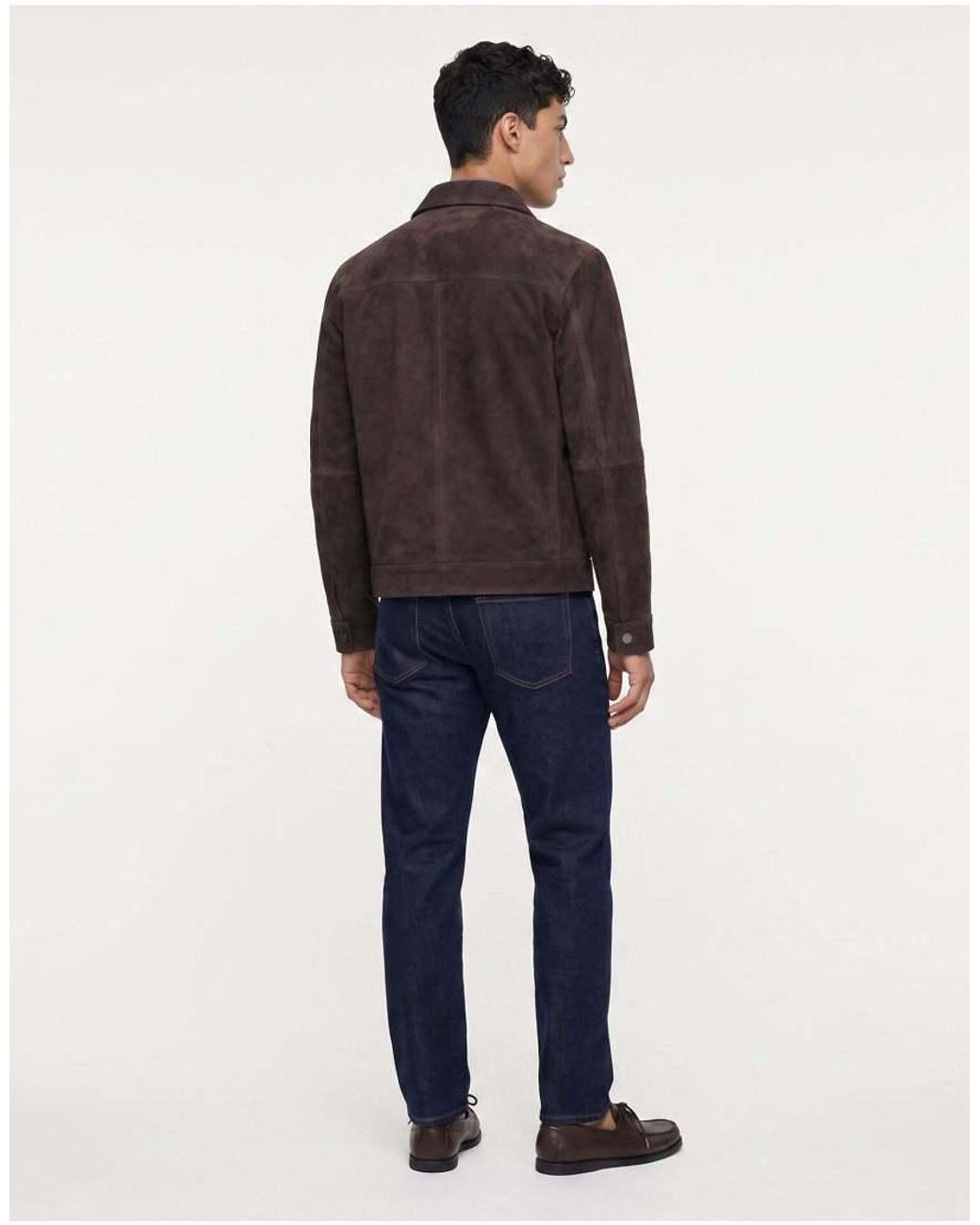 Harry Brown Blue Santino Suede Trucker Jacket for men