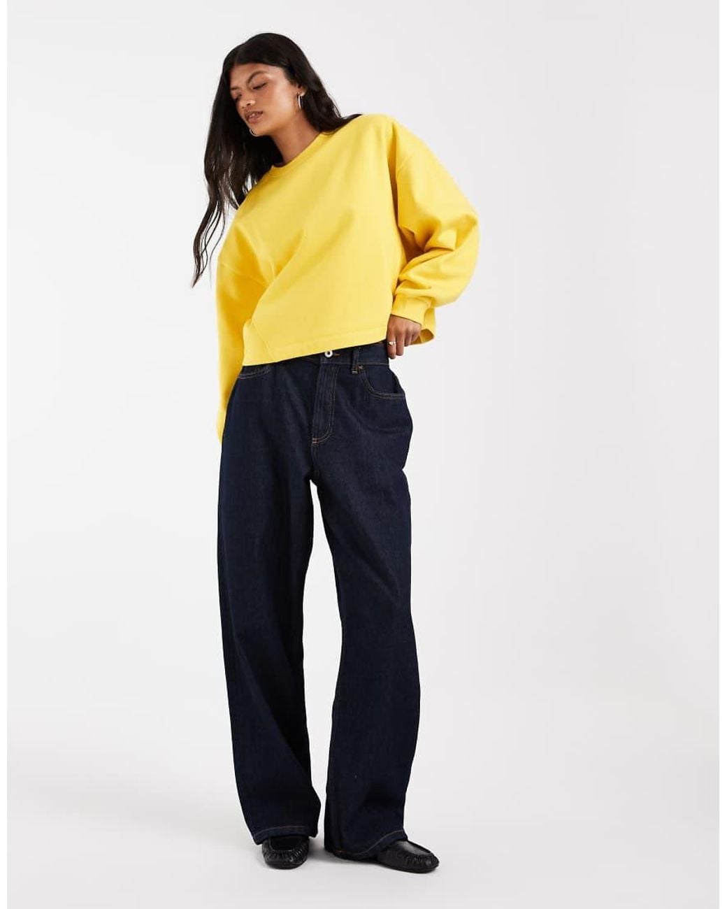 ASOS Blue Boxy Oversized Brushback Sweat