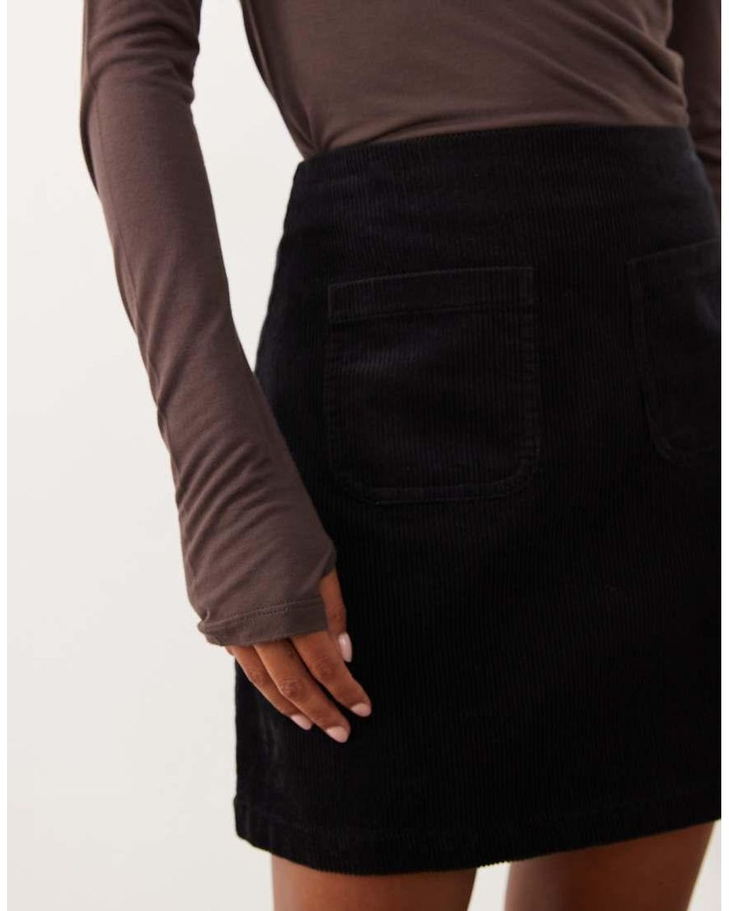 Nobody's Child Petite Brown Russell Cord Front Pocket Detail Mini Skirt