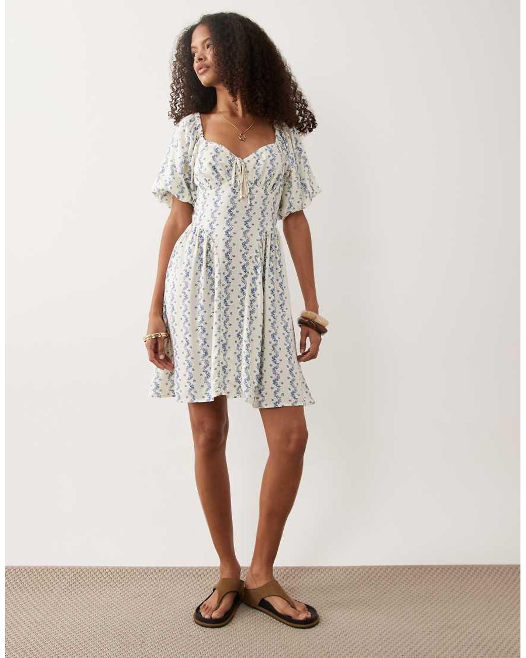 New Look Multicolor Floral Milkmaid Mini Dress