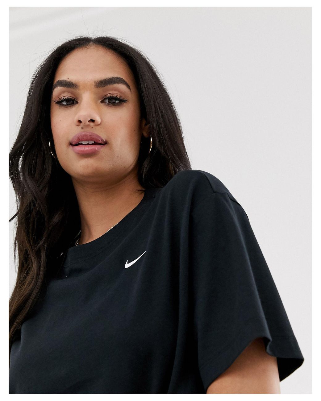 Nike Cotton Black Mini Swoosh Oversized T-shirt | Lyst Canada