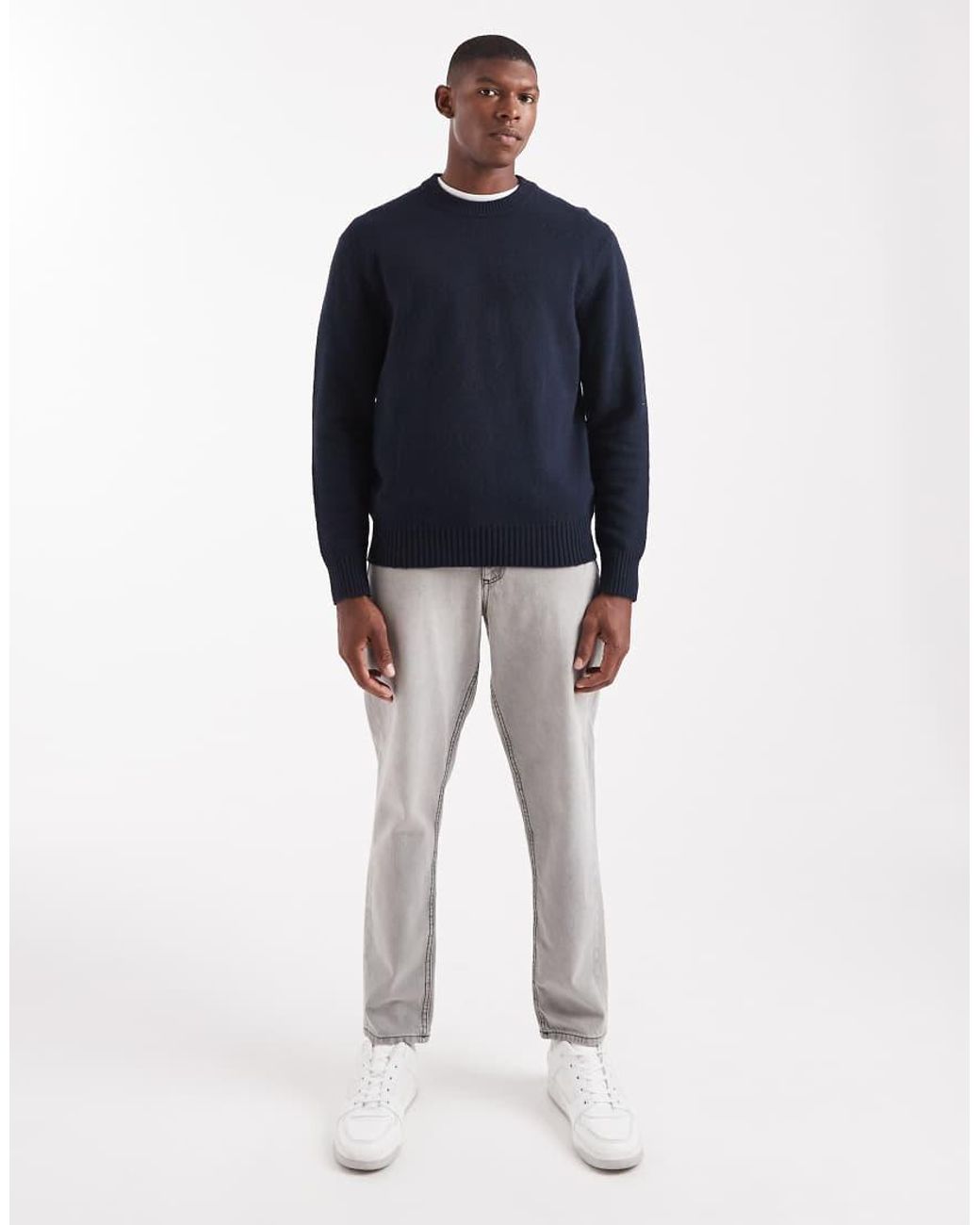 Only & Sons Blue Relaxed Crew Neck Knit Jumper for men