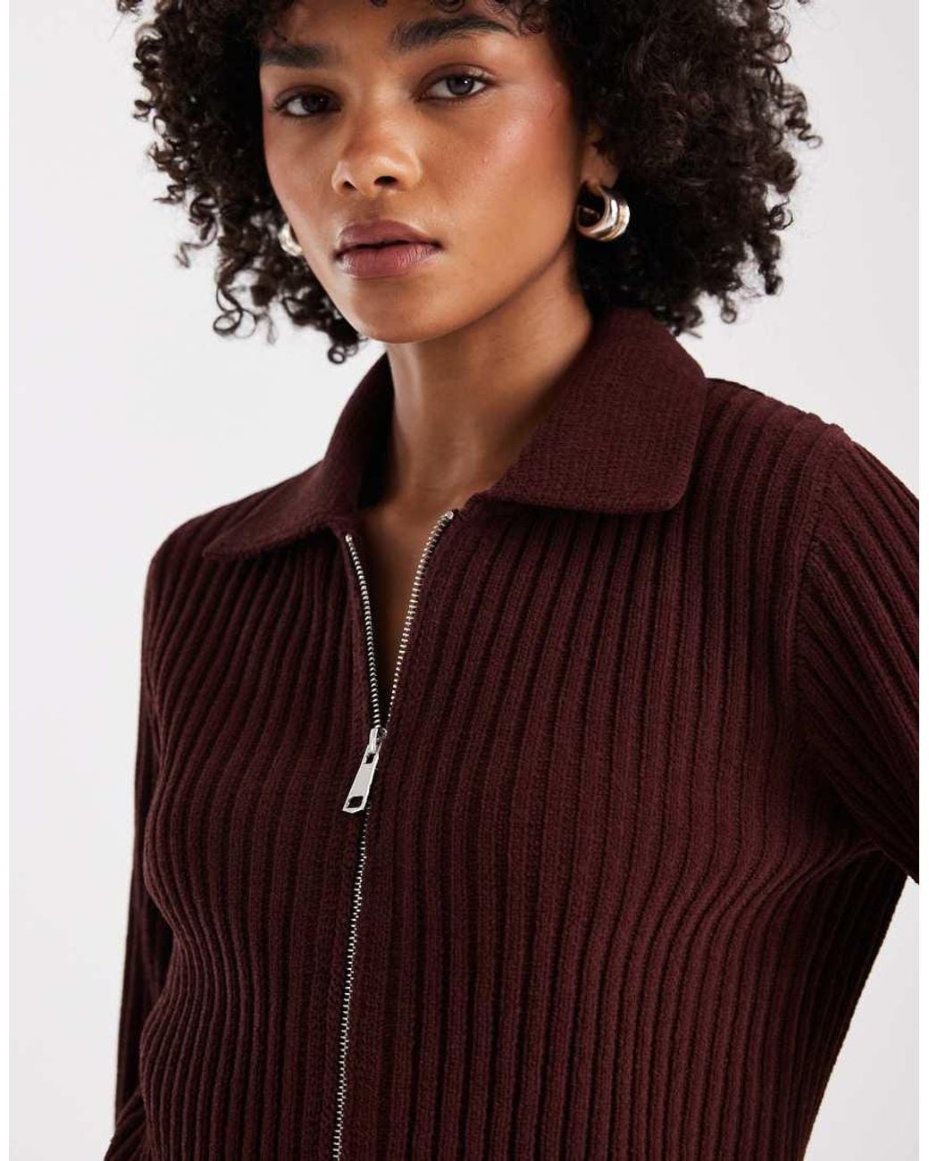 ONLY Purple Zip Through Knitted Polo