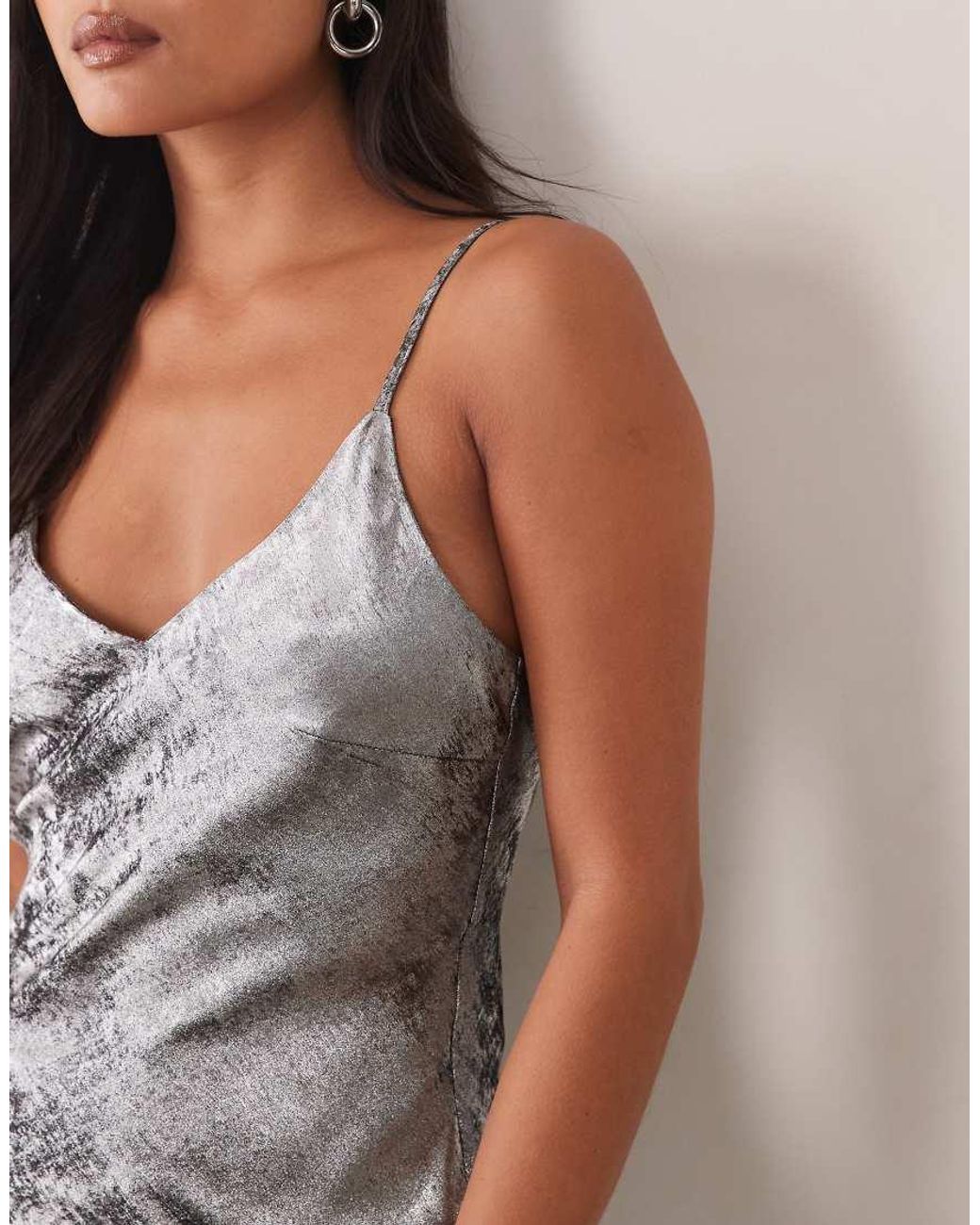 Vero Moda Metallic Cami Strap Shimmer Detail Maxi Dress
