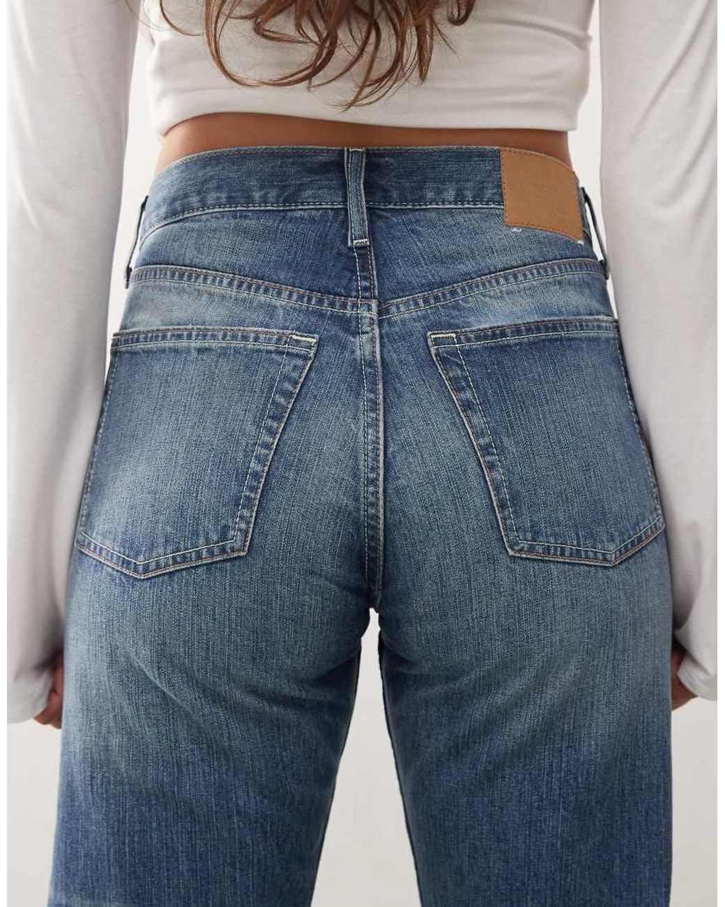 Weekday Blue Orbit Unisex Mid Waist Straight Leg Jeans