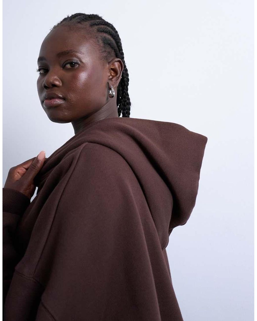 TOPSHOP Brown Premium Heavyweight Oversized Hoodie