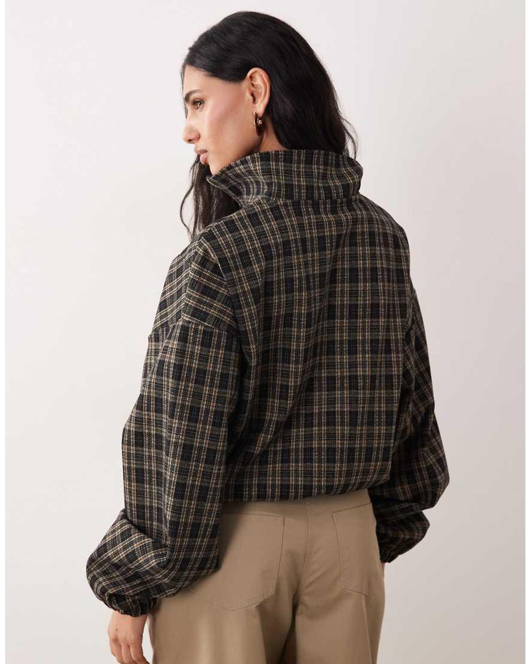 ASOS Brown Brushed Half Zip Windbreaker Jacket