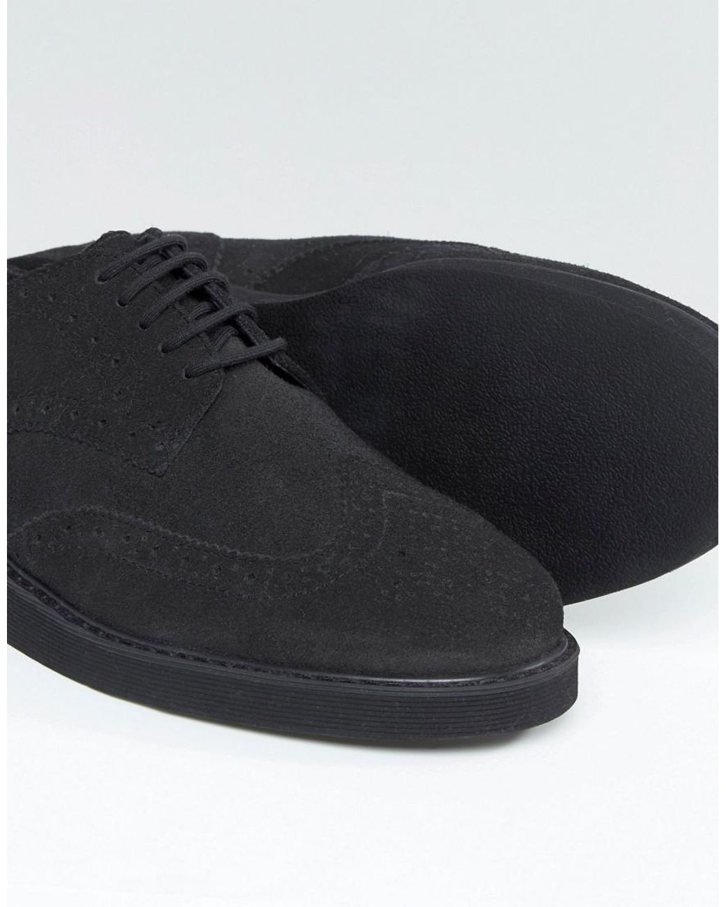 Fred Perry made in Portugal Newburgh Suede Brogue Derby Shoes in Black size 8 Fred Perry Linden Suede Derby Black at CareOfCarl.com main image 4