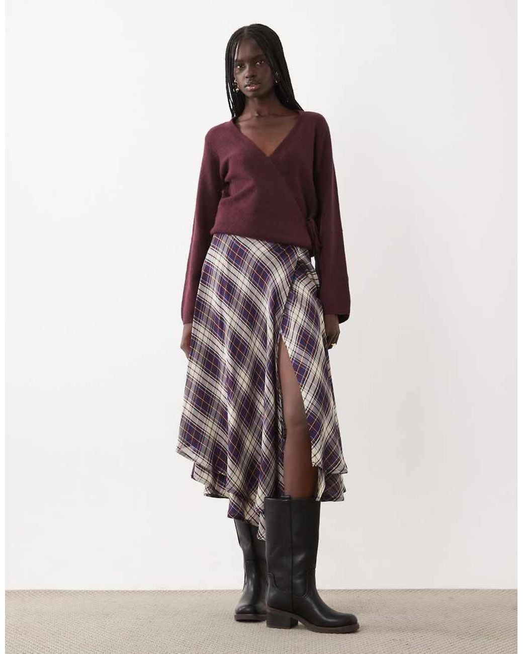 & Other Stories Blue Asymetric Midi Skirt