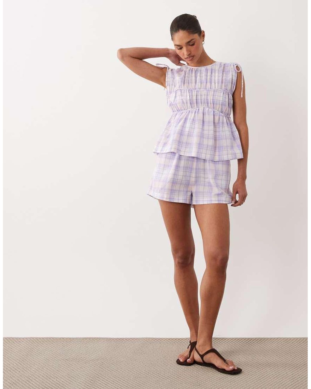ASOS White Double Layer Playsuit With Tie Detail