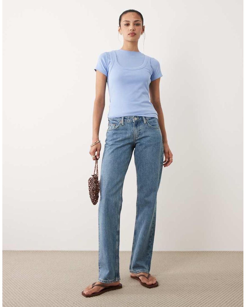 ASOS Blue Double Layer Short Sleeve Top