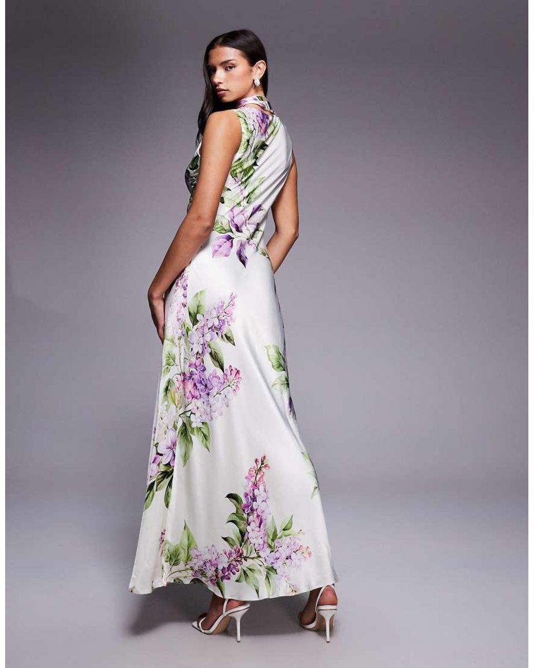 Forever New Multicolor Satin Tassel Scarf Maxi Dress