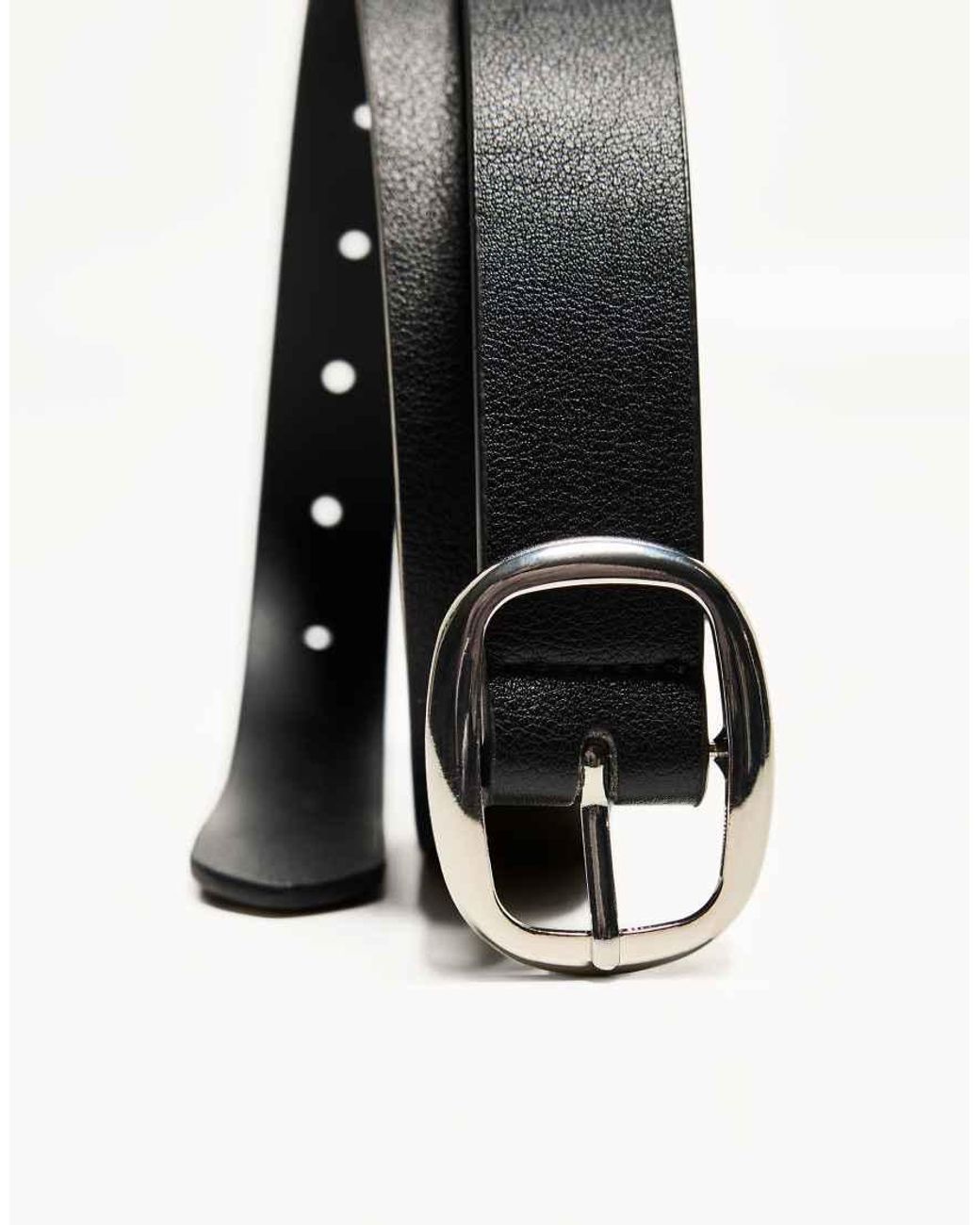Bershka Black Thin Faux Leather Belt