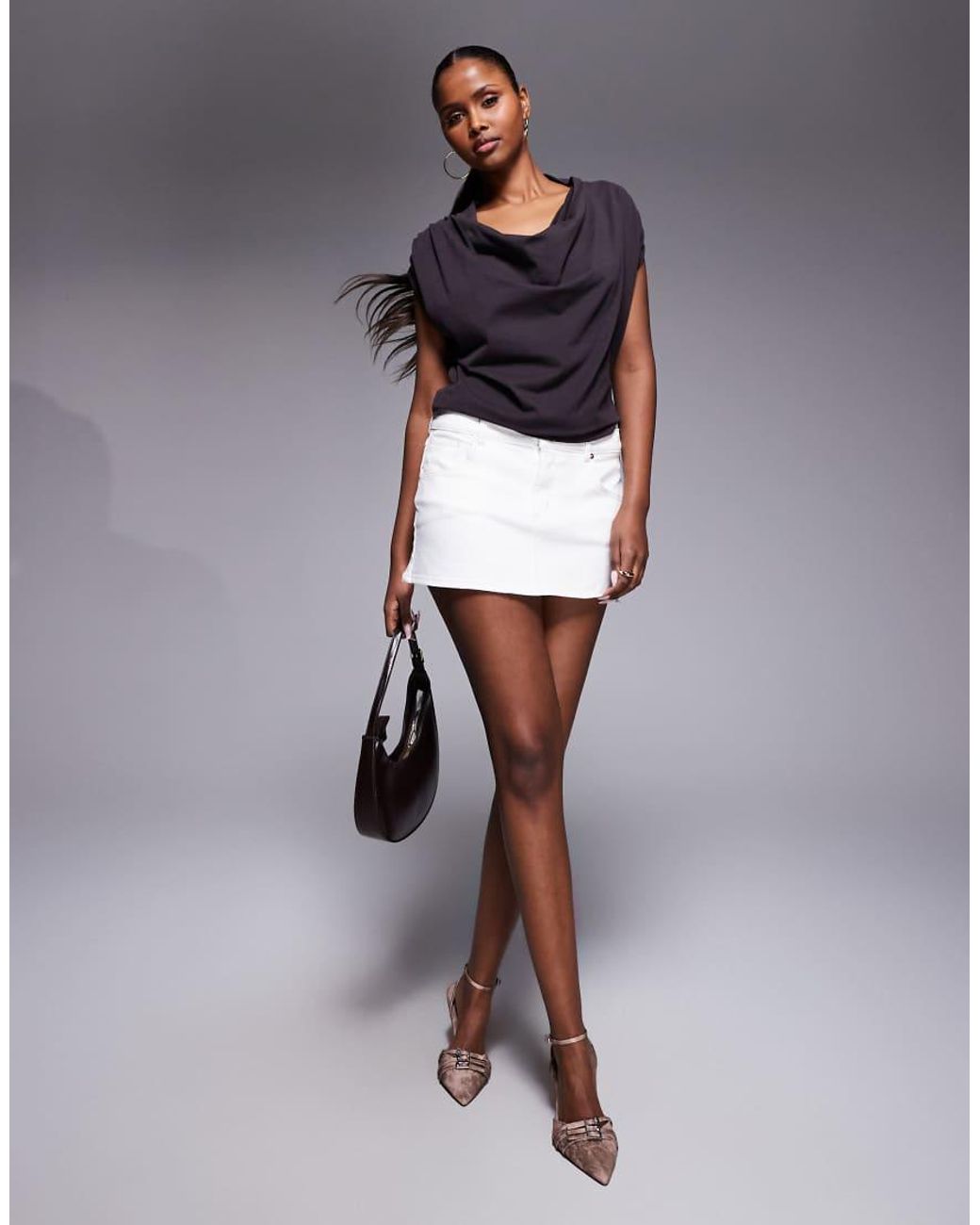 Abrand Jeans White Abrand Mid Rise Denim Mini Skirt
