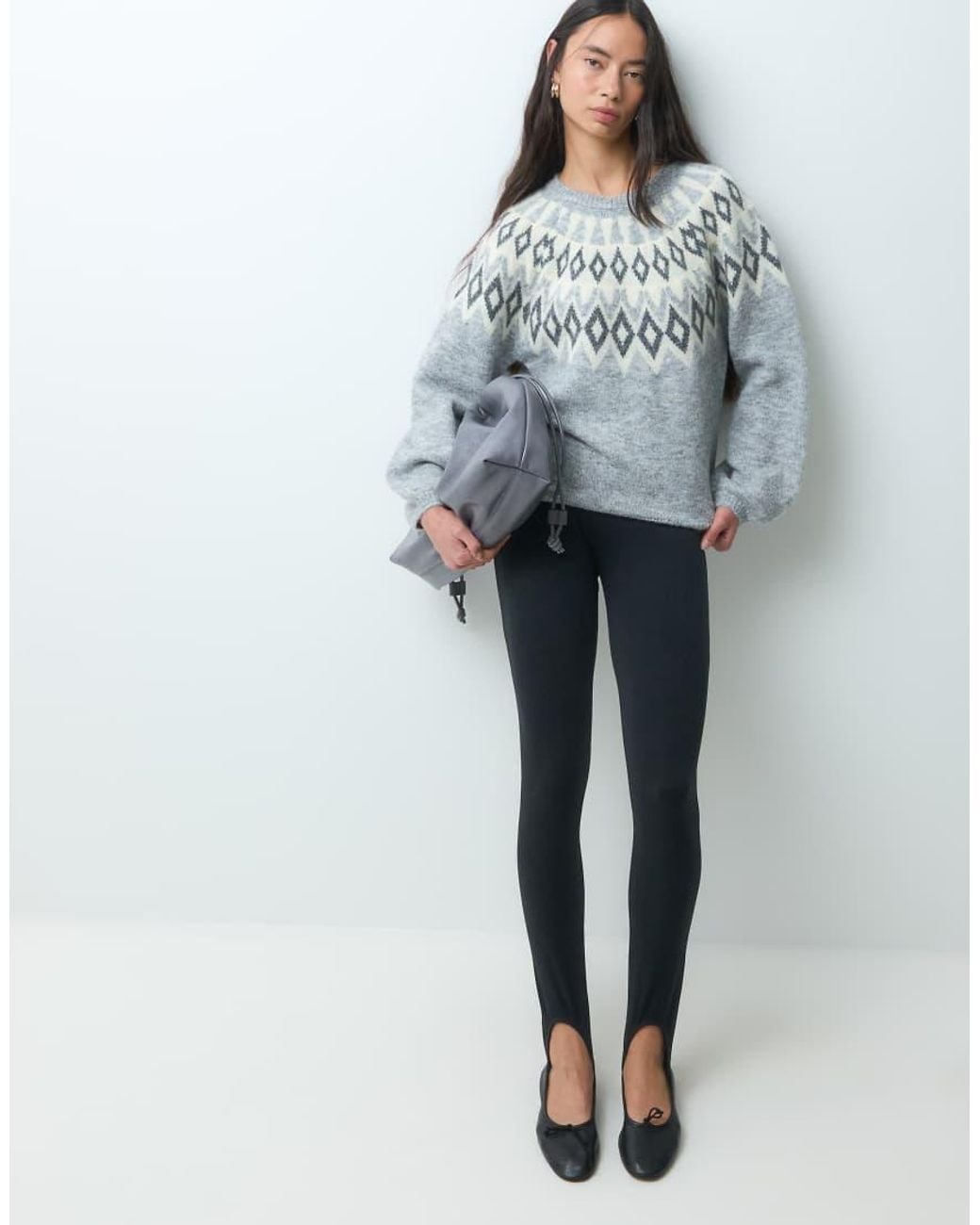 ONLY Gray Fair Isle Knitted Jumper