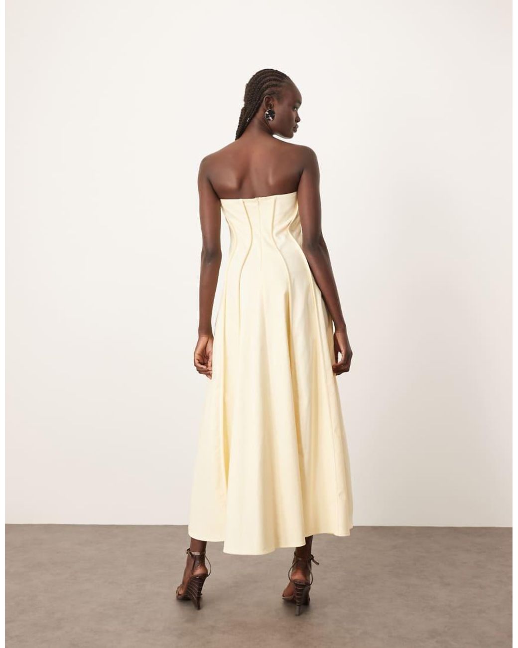 ARRANGE Natural Heavy Cotton Seam Detail Bandeau Maxi Dress