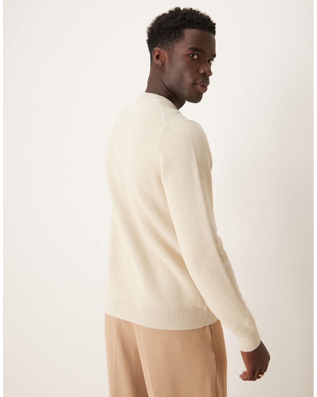 SELECTED – strickpullover aus 100% baumwolle in Natural für Herren