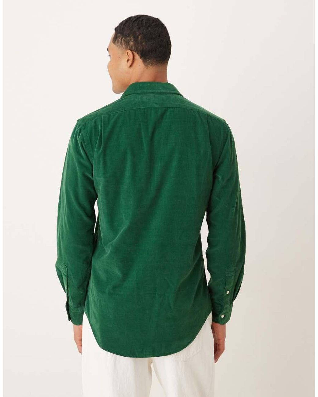 Polo Ralph Lauren Green Custom Fit Icon Logo Corduroy Shirt for men