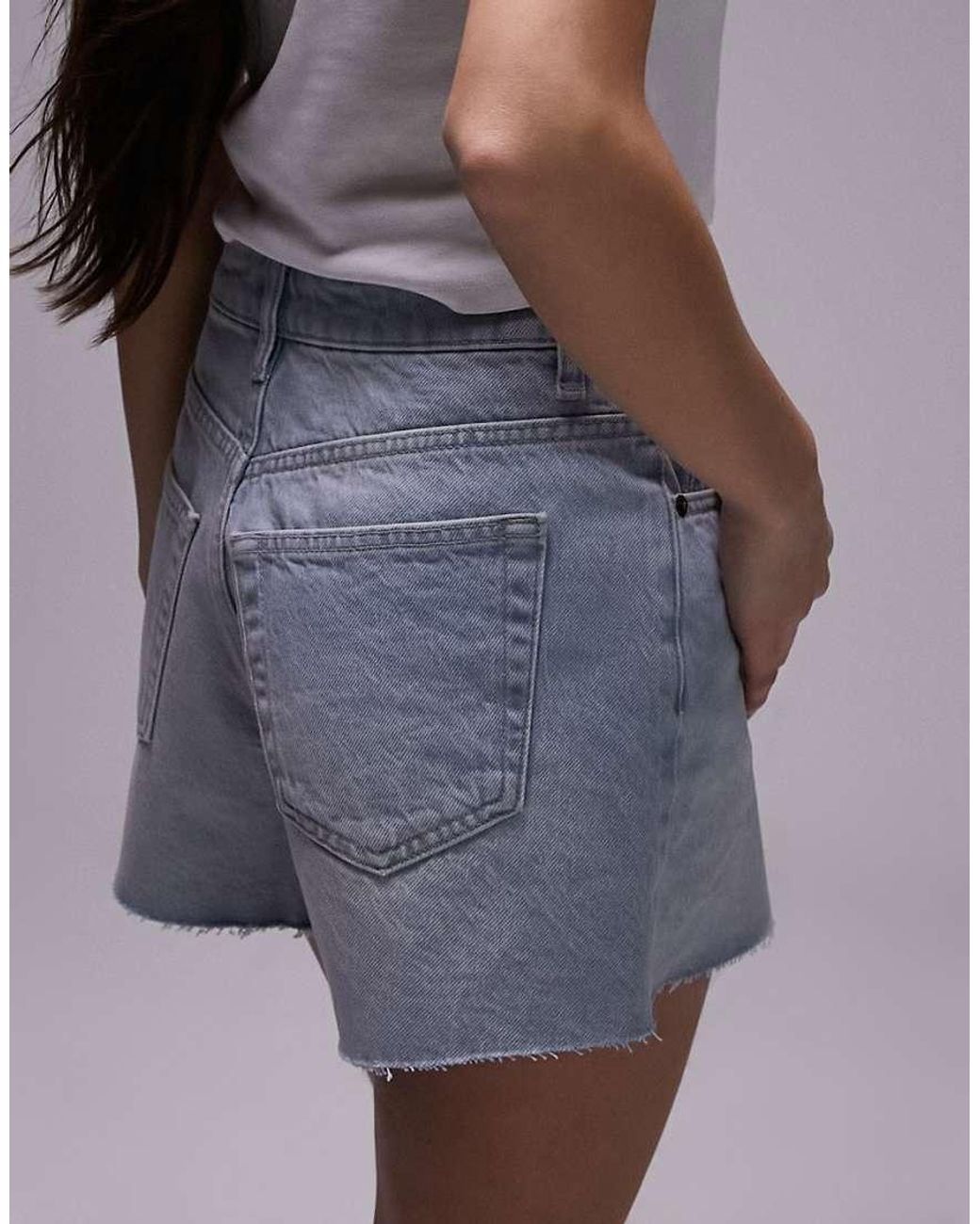 TOPSHOP Blue Denim A-Line Mom Shorts