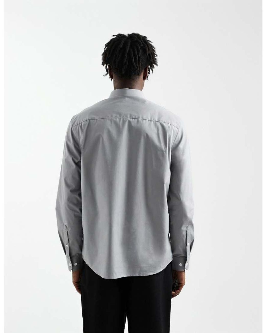 ASOS Gray Regular Fit Smart Poplin Shirt for men