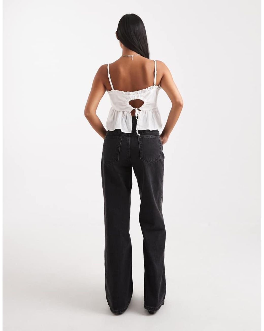 ASOS Black Asos Design Petite Wide Leg Dad Jeans
