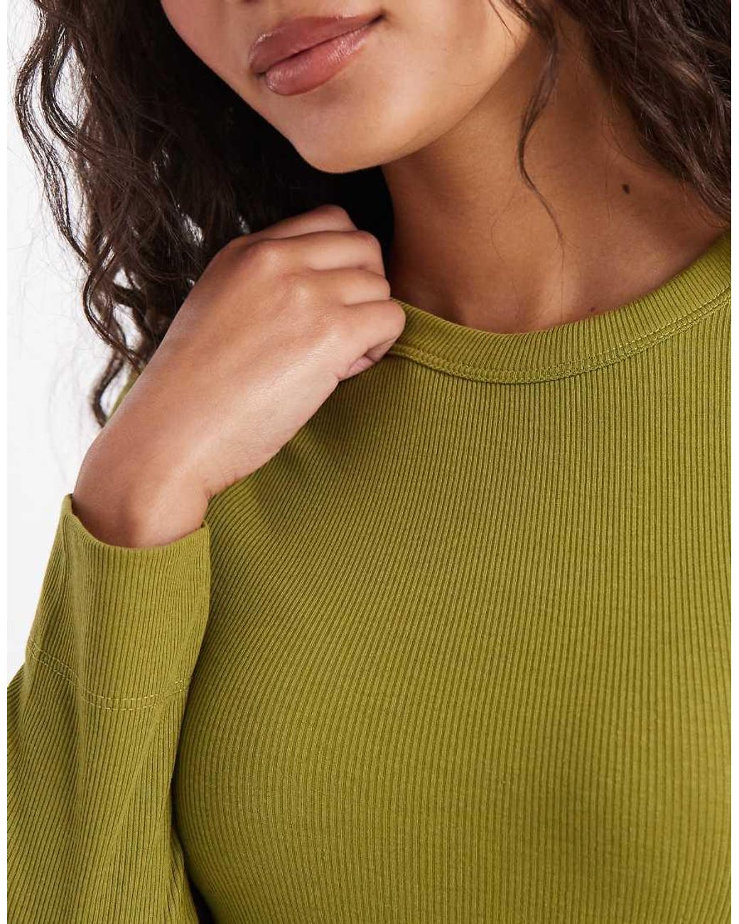 New Look Green Crew Neck Ribbed Long Sleeve Top