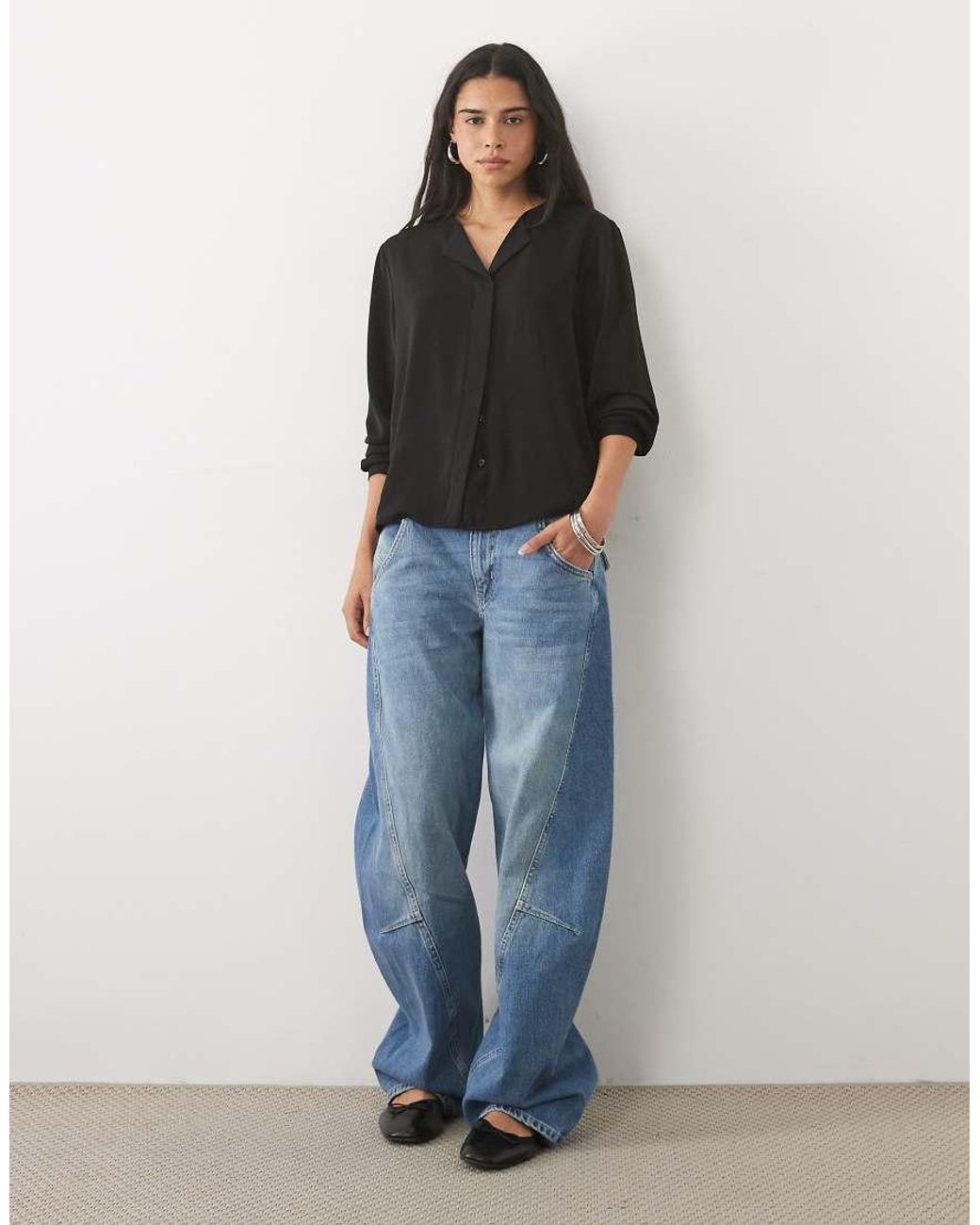 Jdy Black V Neck Textured Shirt
