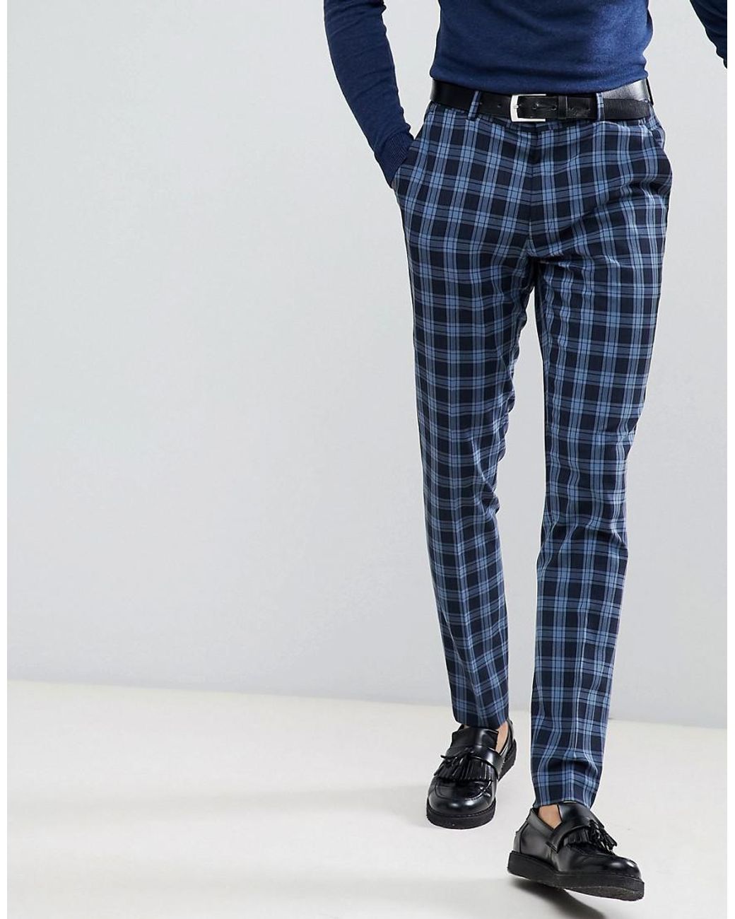Pantalon de costume super skinny à carreaux écossais ASOS pour homme en  coloris Bleu | Lyst