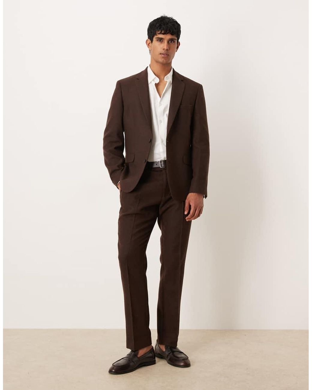 ASOS Brown Slim Suit Jacket With Wool for men
