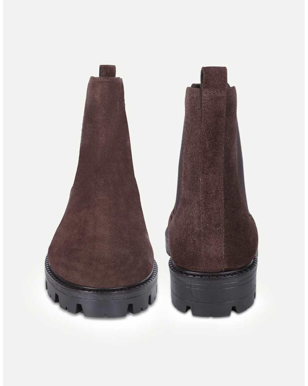 OFF THE HOOK Brown Nova Suede Chunky Sole Chelsea Boots