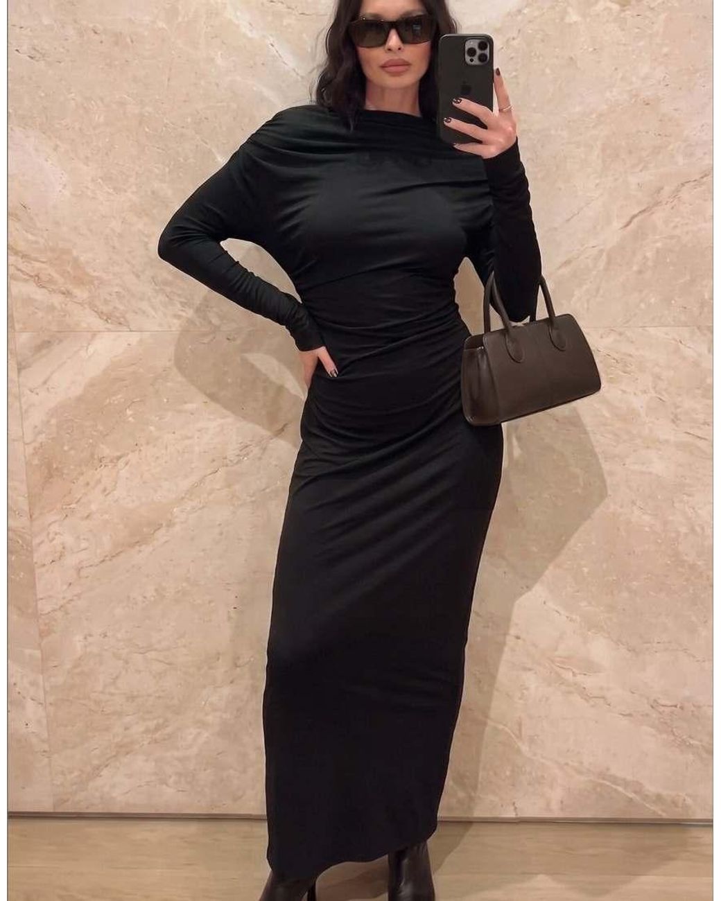 NA-KD Blue Draped Jersey Maxi Dress