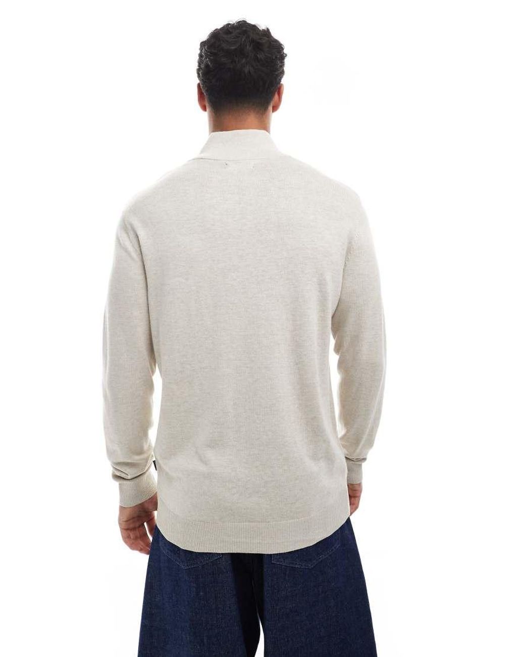Jack & Jones White Quarter Zip Jumper for men