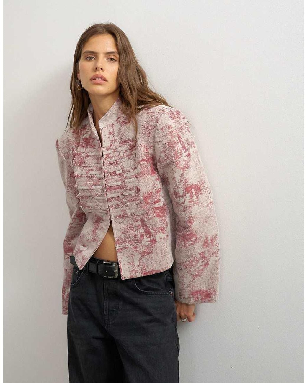 TOPSHOP Multicolor Jacquard Military Jacket