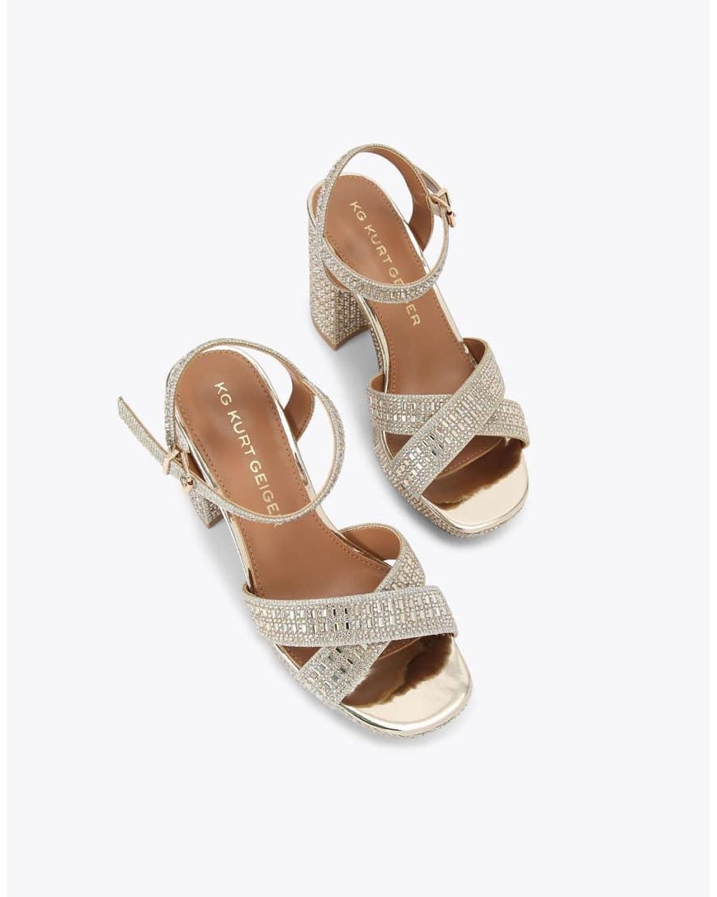 KG by Kurt Geiger White Fleur Platform Heeled Sandals