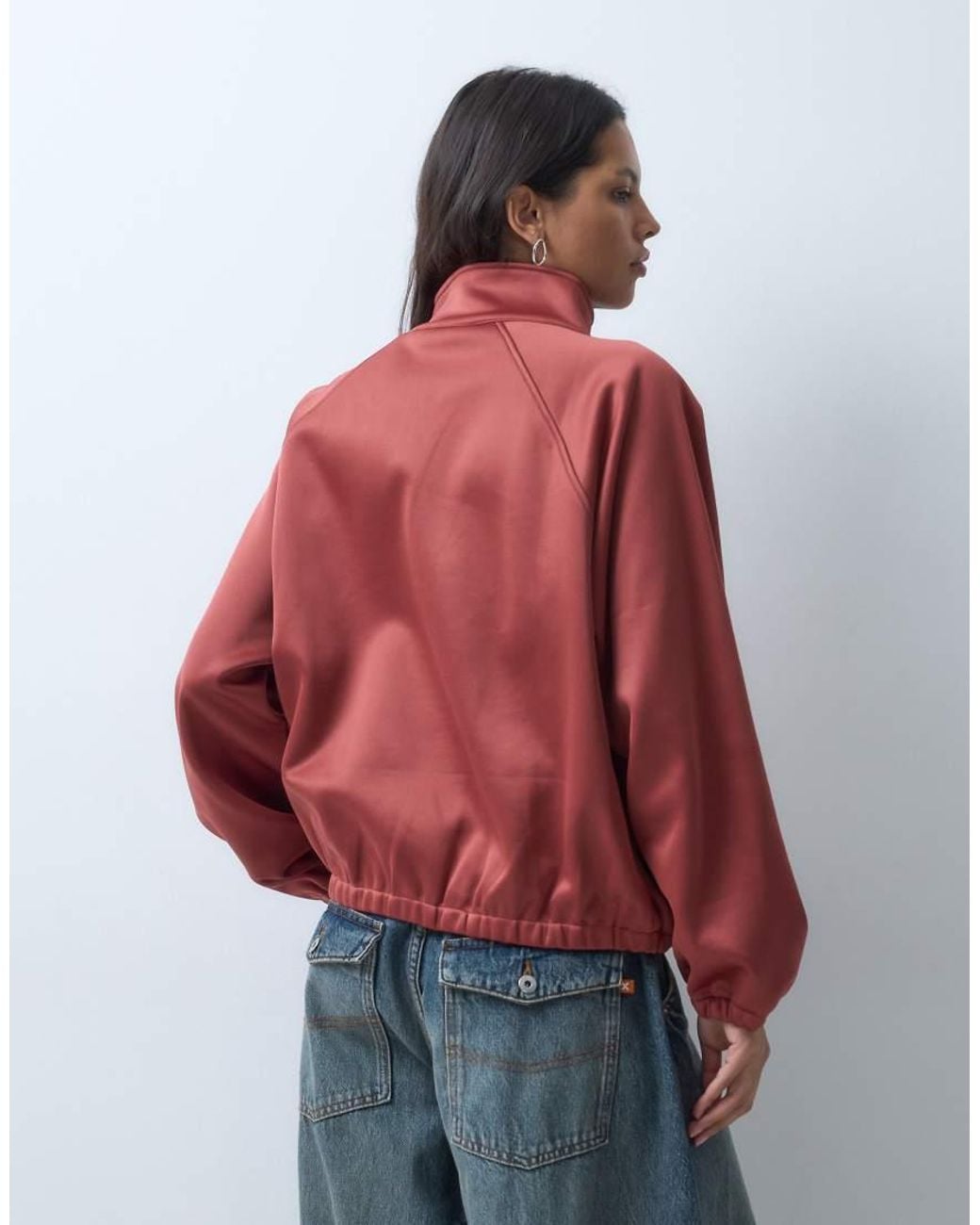 ASOS Blue Satin Jacket With Side Buttons