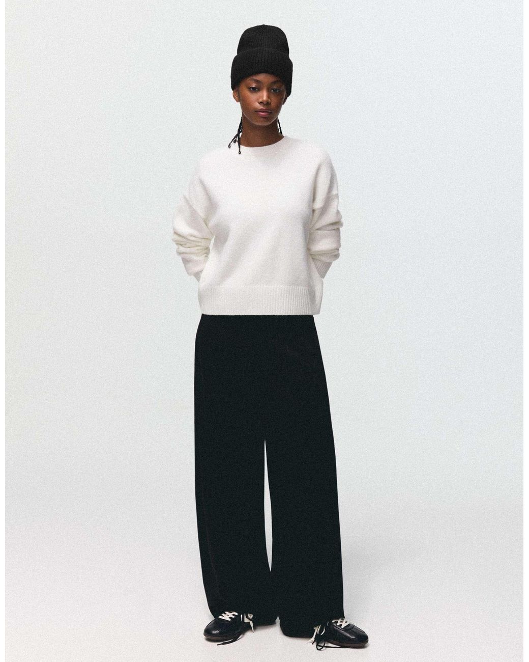 Bershka Black Rippstrick-mütze