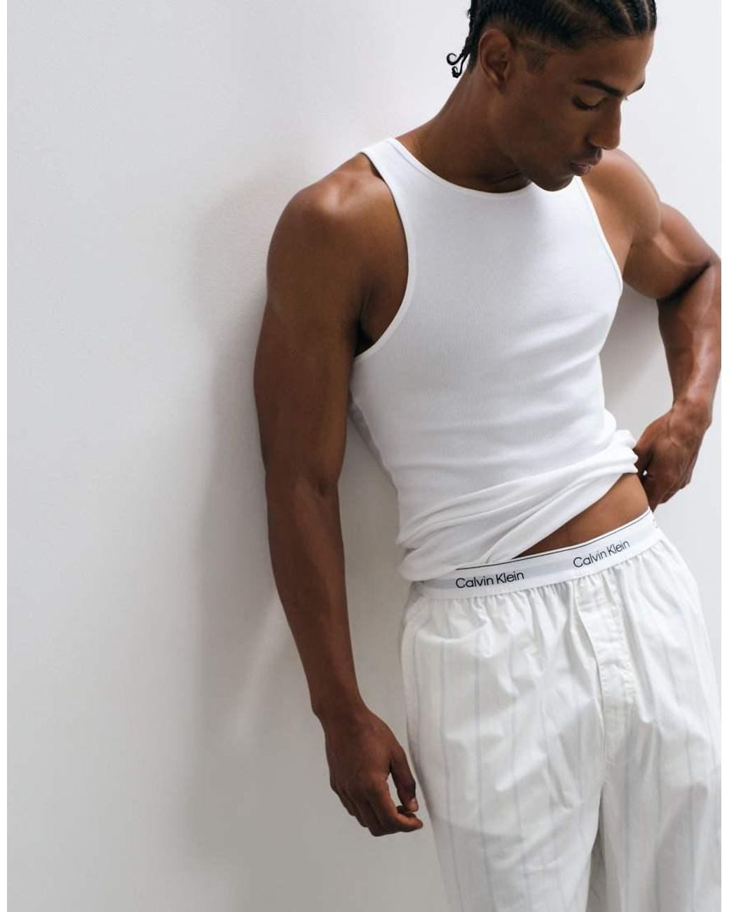 Calvin Klein Gray Cotton Pajama Pants for men