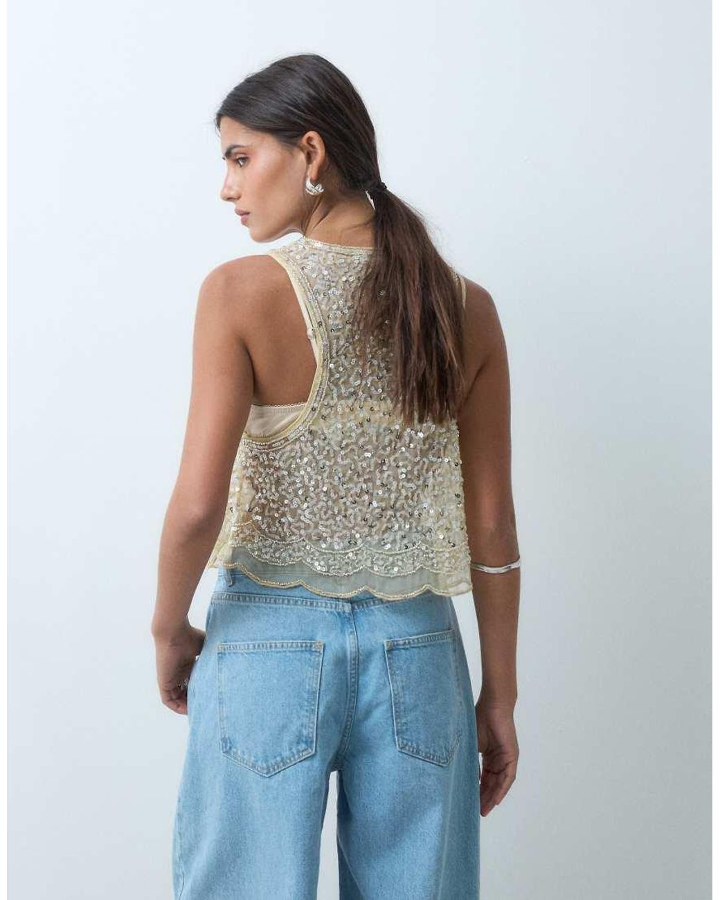 Miss Selfridge Brown Premium Embellished Cami Top