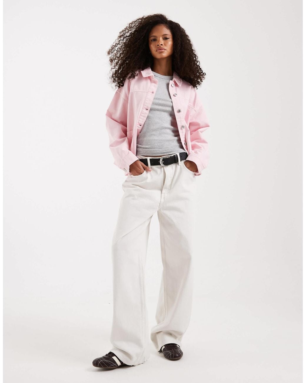 Vero Moda Pink Denim Shacket With Front Pockets