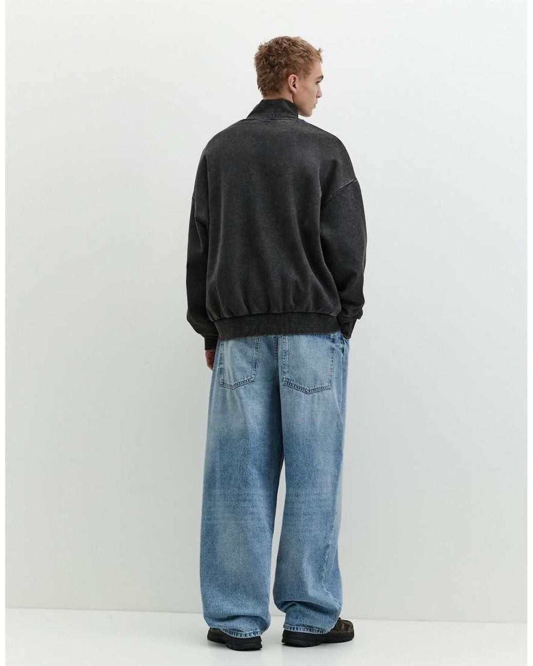 Pull&Bear Gray Stwd Quarter-zip Sweatshirt for men