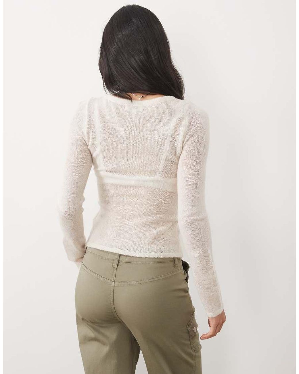 Motel White Elanur Sheer Knit Top