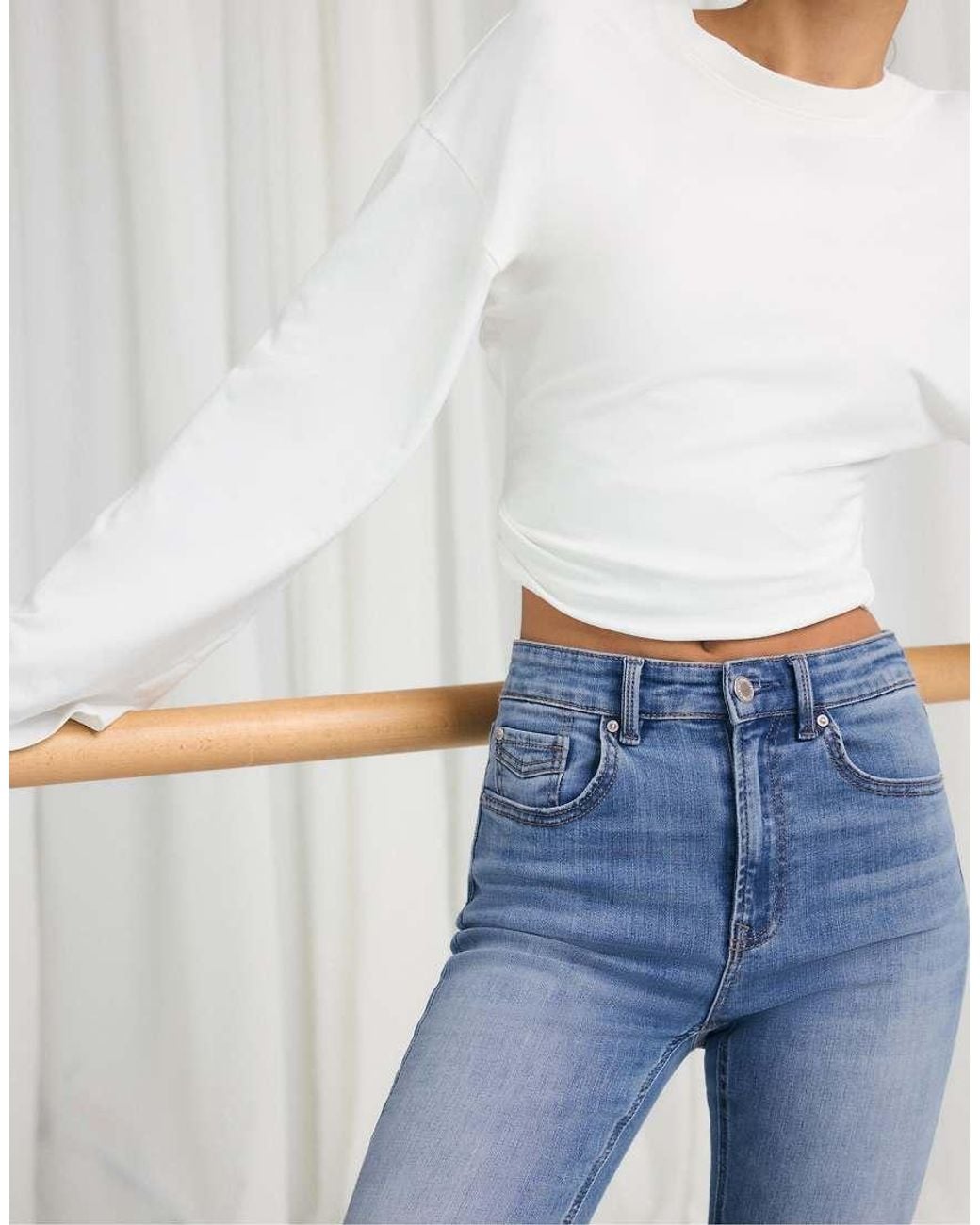 Stradivarius Blue D07 High-Waist Skinny Jeans