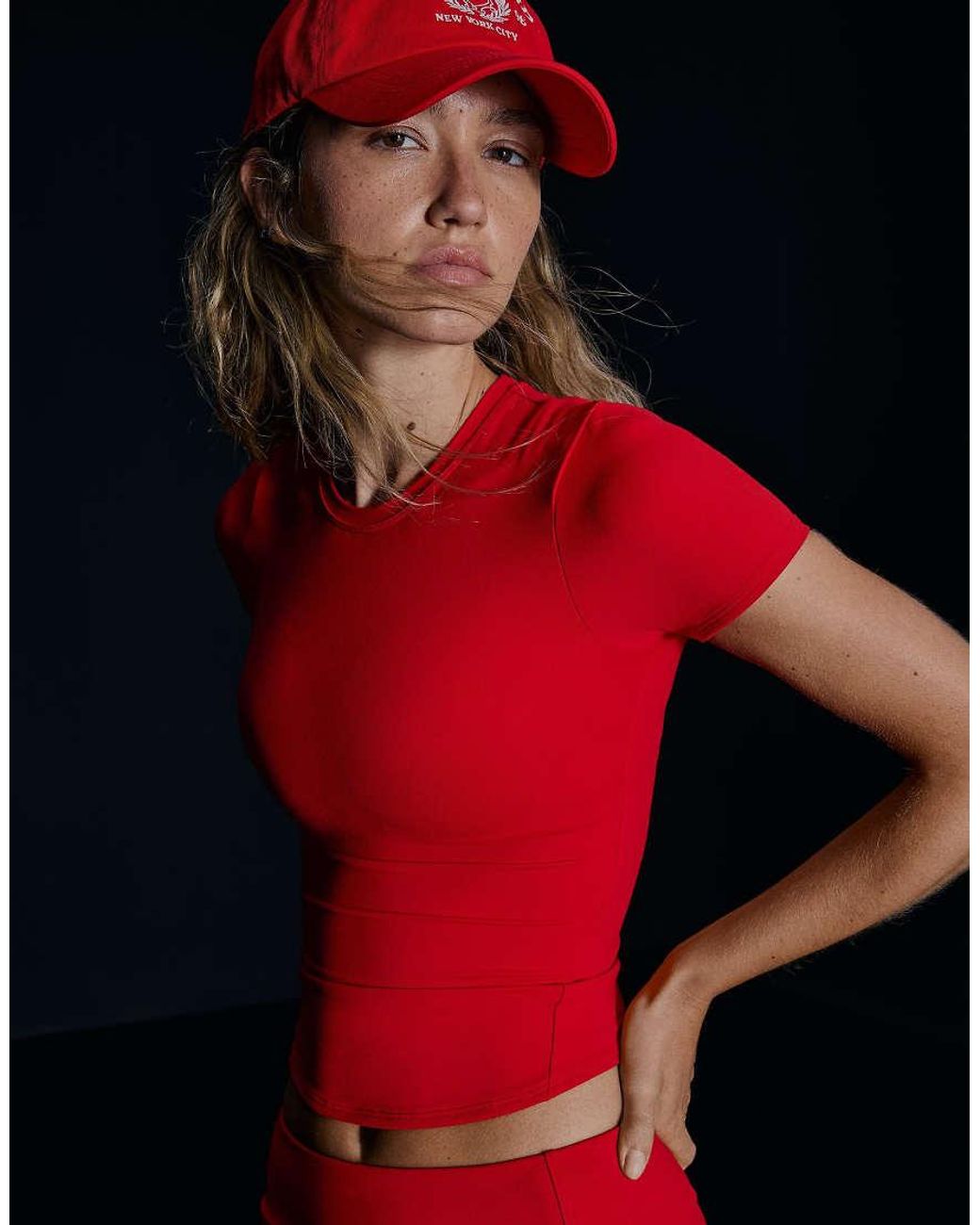 Bershka Red Technical Short Sleeve T-Shirt