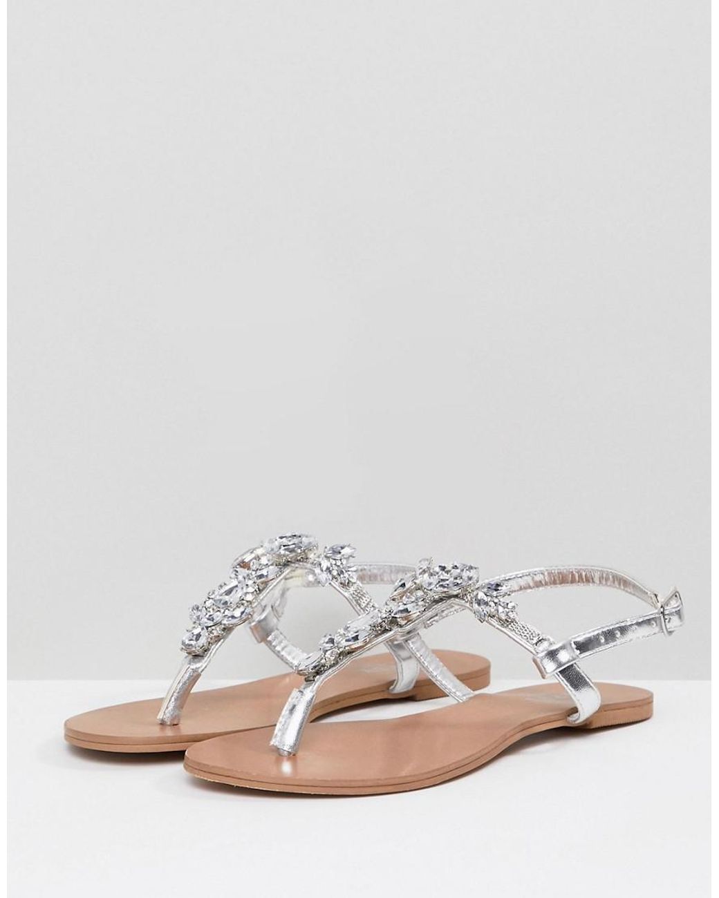 Lipsy Embellished Flat Sandal in Metallic | Lyst