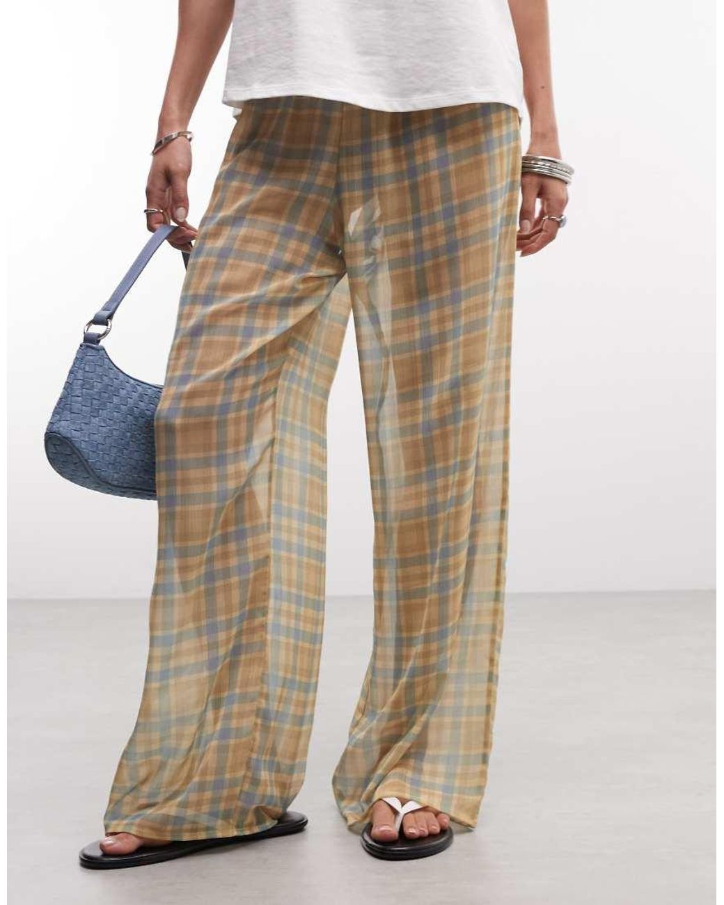 Reclaimed Vintage Natural Sheer Wide Leg Trouser