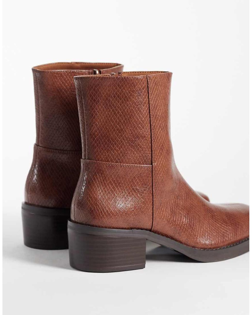 ASOS Brown Heeled Zip Up Boots for men