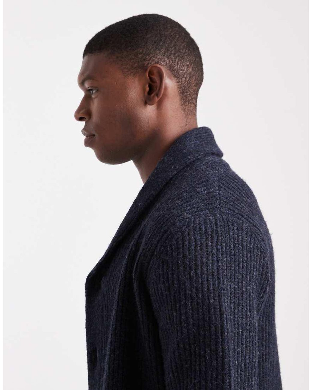 Cárdigan Con Detalle De Solapas De Esmoquin De Threadbare de hombre de color Blue
