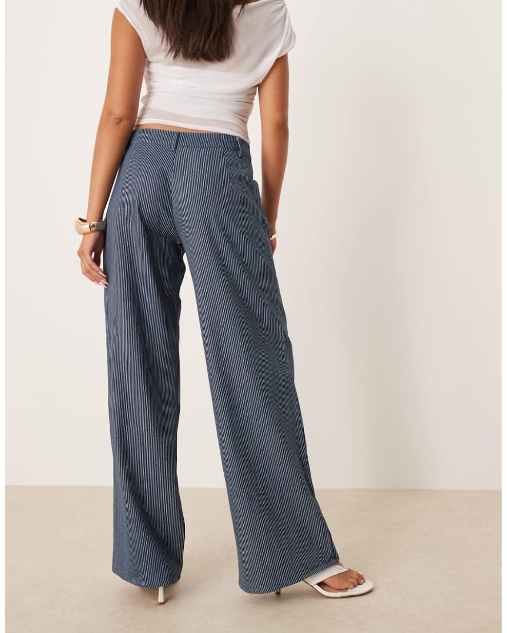 Motel Blue Roomy Extra Wide Leg Trousers